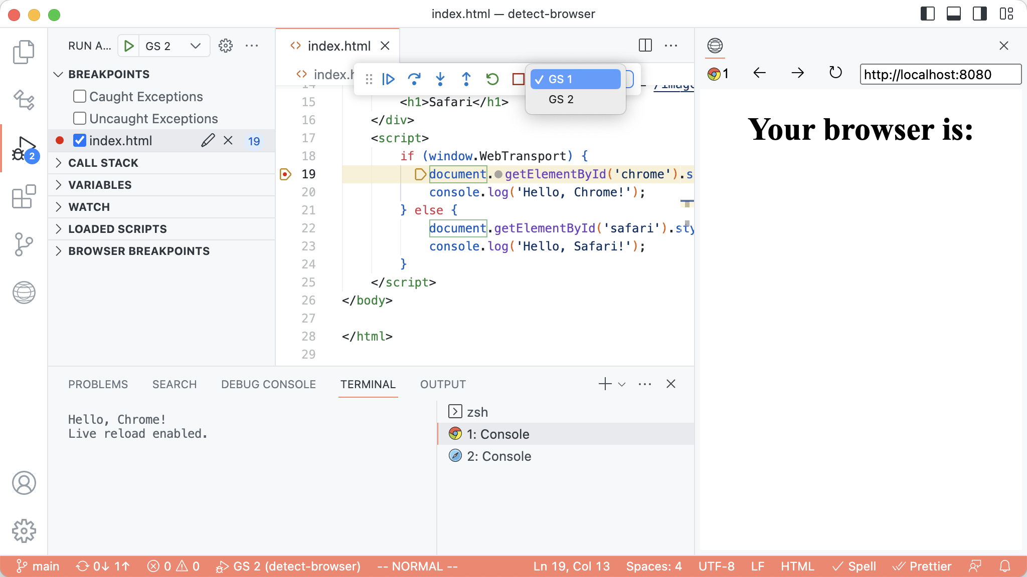 Screenshot of Visual Studio Code with GraySphere loaded.